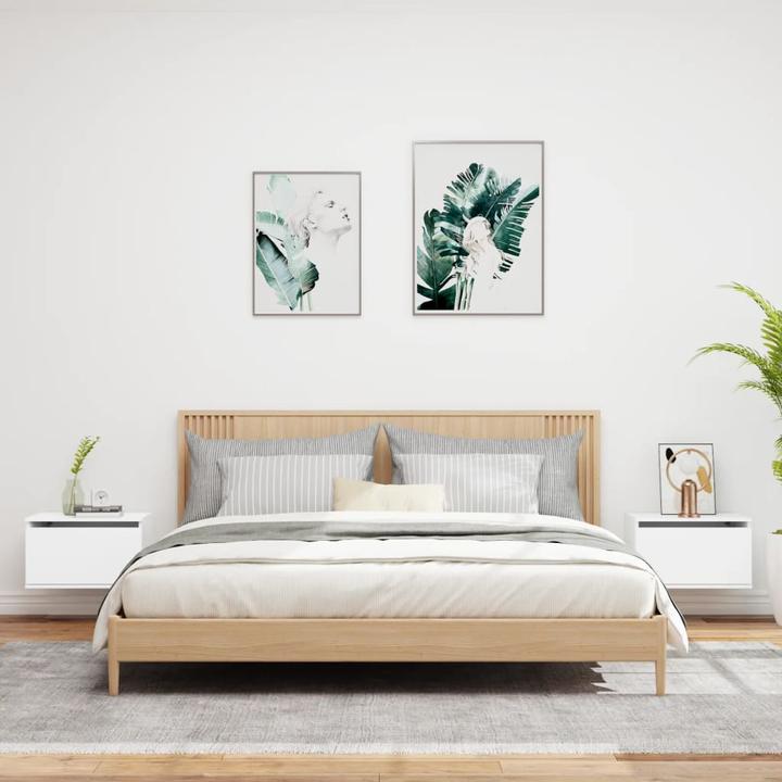Image du produit VidaXL Tables de chevet murales avec lampes LED 2 pcs. Blanc,Couleur (50 x 36 x 30 cm)