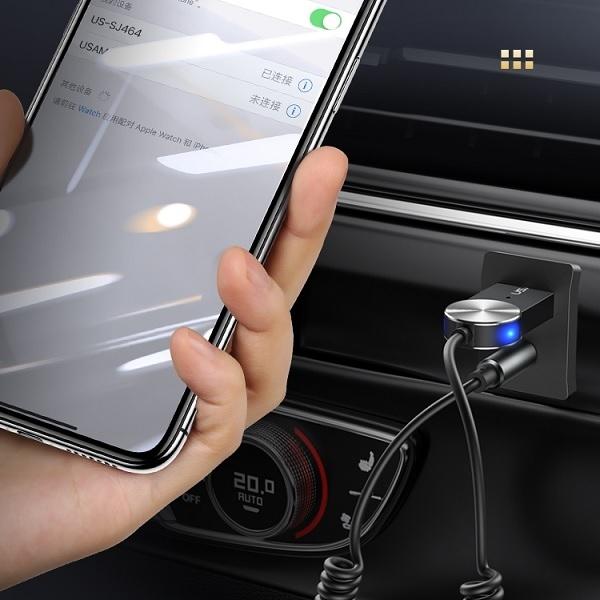 Actual product image Usams Adapter audio Bluetooth 5.0 USB-AUX szary/tarnish SJ464JSQ01 (US-SJ464) (Transmitter & Receiver)