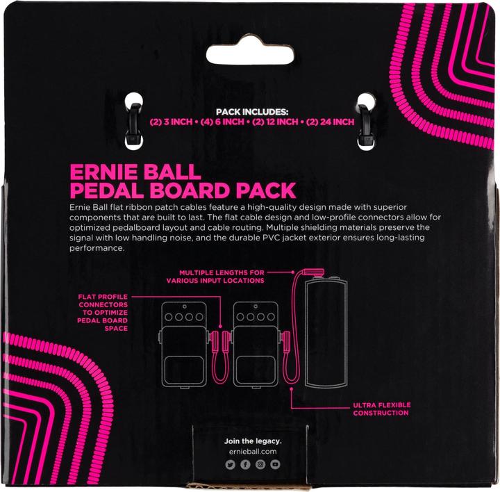 Produktbild Ernie Ball Ball 6224 Flat Ribbon Patch Cables Pedal Board Pack (diverse lengtes) (0.69 m)