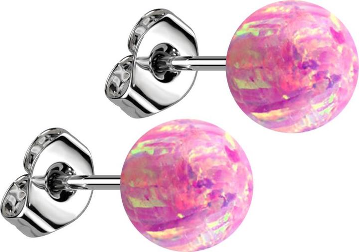 Produktbild Star Piercing Ohrstecker mit Kugel Opal pink (ohne Messing, Chirurgenstahl 316L)