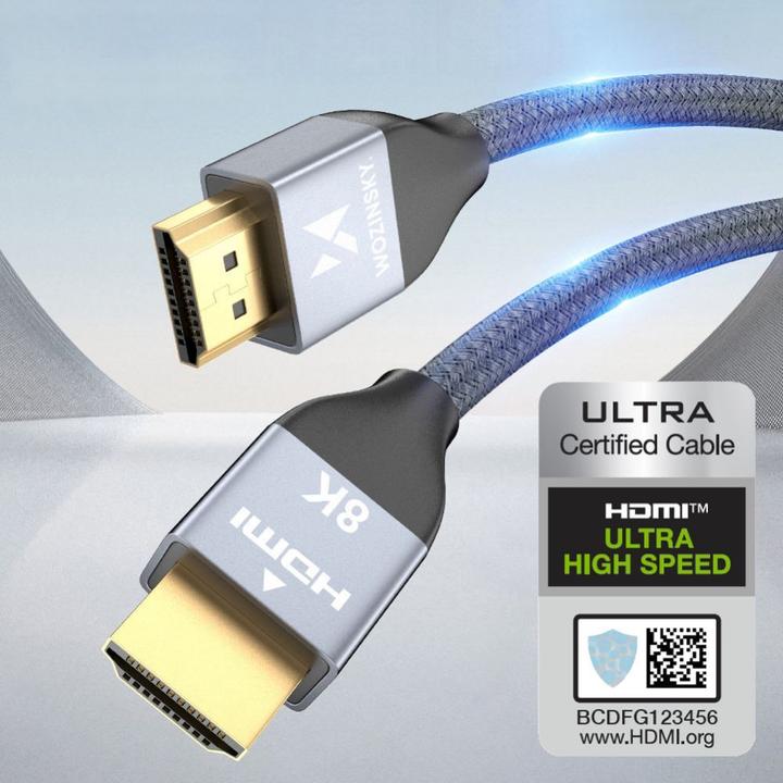 Immagine prodotto Wozinsky HDMI 2.1 8K 60 Hz 48 Gbps / 4K 120 Hz / 2K 144 Hz 2 m argento (WHDMI-20) (2 m, HDMI)