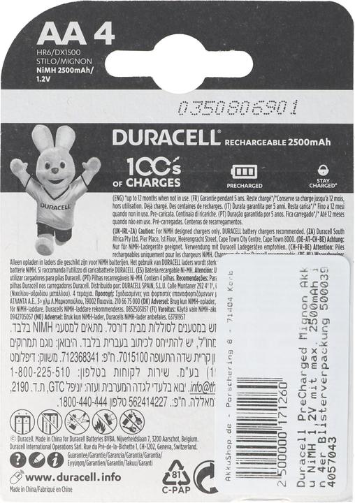 Image du produit Duracell Recharge Ultra (4 pcs, AA, 2500 mAh)
