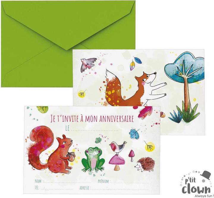 P'tit Clown Waldtiere Einladung (8 pcs.)