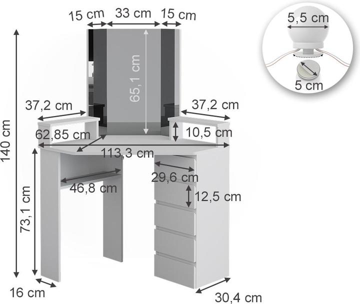 Actual product image Vicco Tilda (113 x 63 x 140 cm)