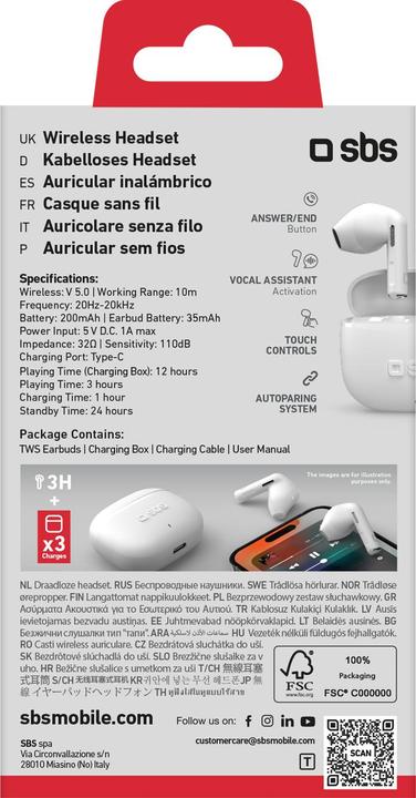 Actual product image SBS TWS semi-ear in-ear headphones (12 h, Wireless)