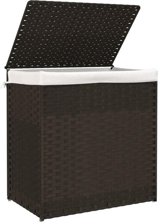 Immagine prodotto VidaXL Cesto per la biancheria con 2 scomparti Marrone scuro 53x35x57 cm Poly