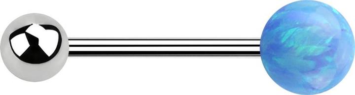 Image du produit Star Piercing Micro Barbell argent avec boule et boule opale bleu clair (sans laiton, Acier chirurgical 316L)