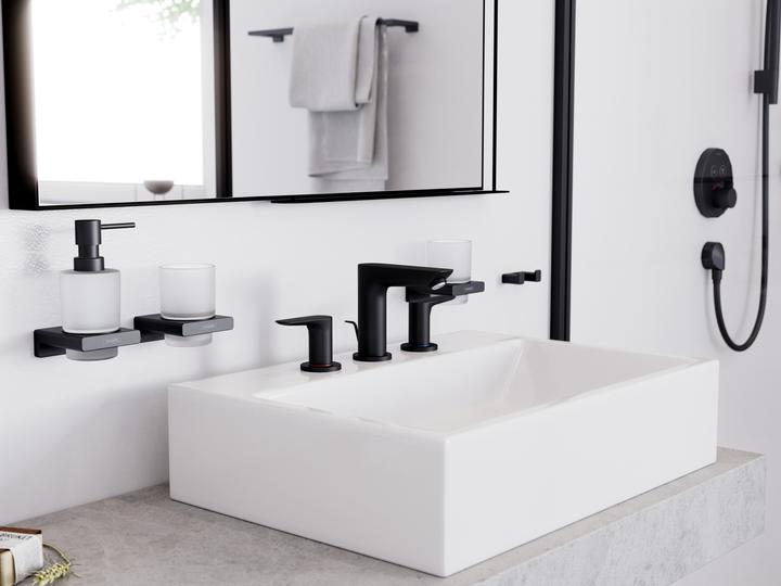 Actual product image hansgrohe AddStoris toothbrush tumbler, wall-mounted, matt black