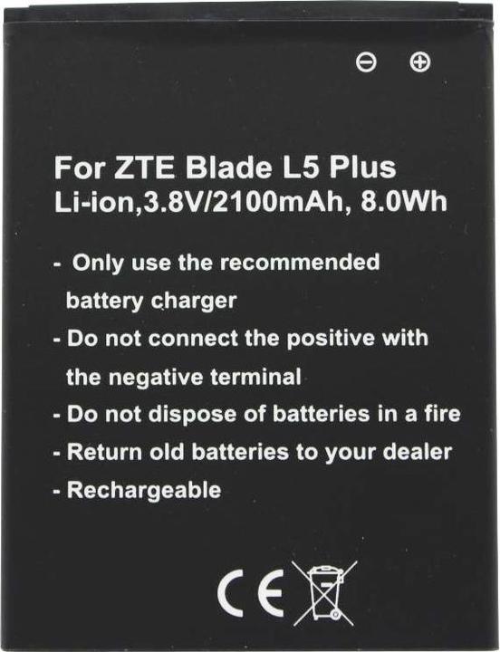 Actual product image AccuCell Battery ZTE Blade L5 Plus, Li3821T43P3h745741