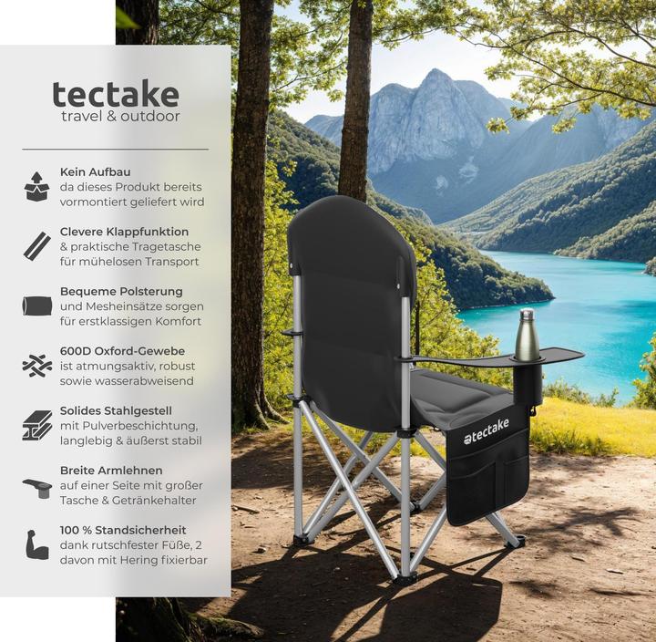 Produktbild tectake Gepolsterter Campingstuhl MTX, faltbar, mit Getränkehalter