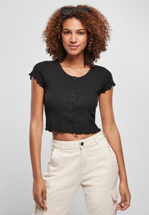 Image du produit Urban Classics Ladies Cropped Button Up Rib Tee (XL)
