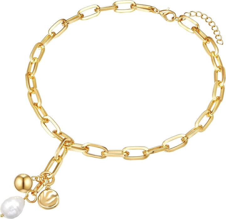 Immagine prodotto Lulu & Jane Catena da donna in lega di metallo conchiglia perla oro giallo 42,0 cm + 5,0 cm di estensione - (Lega metallica, 42 - 47 cm)