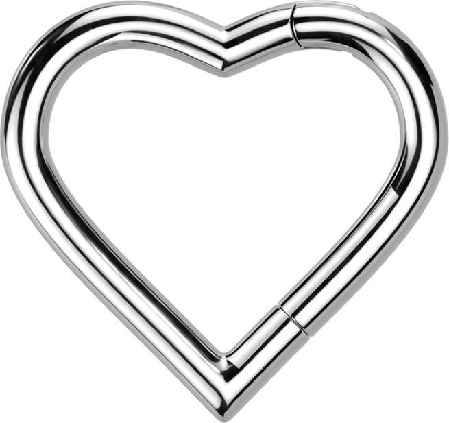 Star Piercing Micro Segmentring klappbar silber Herz (Titan G23, ohne Messing)