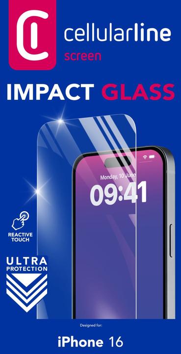 Immagine prodotto Cellularline Vetro d'impatto (1 Pezzo/i, Apple iPhone 16)