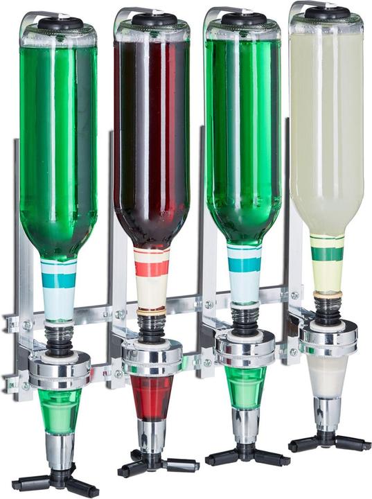 Produktbild Relaxdays Flaschenhalter und Dosierer zur Wandmontage, 2er Set (Cocktail Set)