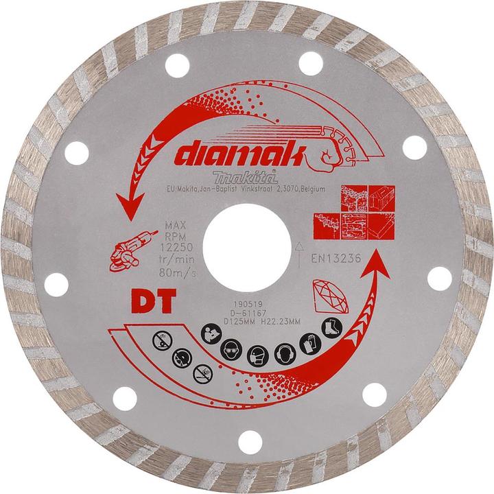 Makita Disque diamant turbo pour le sciage à sec et sous arrosage du béton, 125 mm, Diamak, série (D-61167)