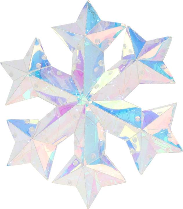 Produktbild H & S Collection Schneeflocke im Regenbogen-Design mit 30 LEDs, kaltweiss, 27 cm