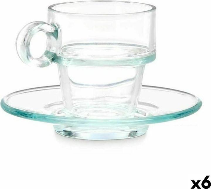 Immagine prodotto Vivalto Tasse mit Untertasse 41087 Durchsichtig Glas 90 ml (6 Stück) (90 ml, 6 x)