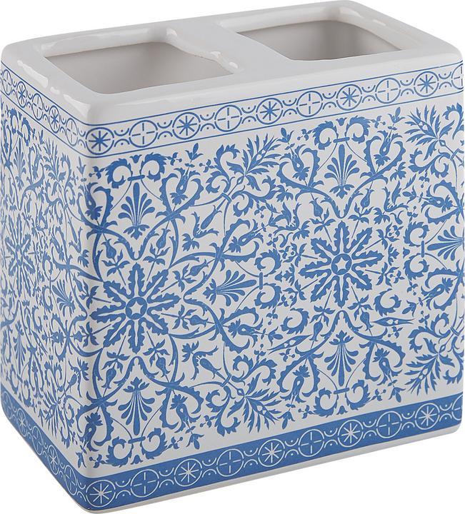 Produktbild Beliani Badezimmer Set 3-teilig Keramik blau / weiss CARORA (8 x 8 x 19 cm)