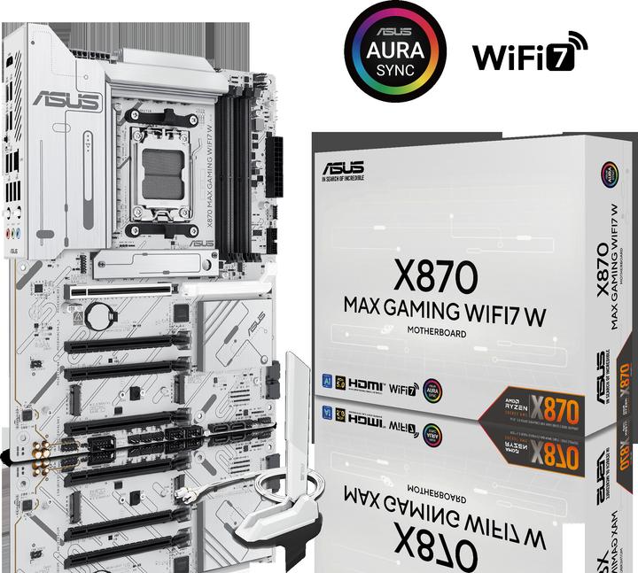 Actual product image ASUS MB AMD AM5 X870 MAX GAMING WIFI7 White (AM5, AMD X870, ATX)