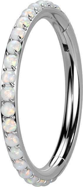 Star Piercing Micro Segmentring klappbar silber seitlich Opale weiss (ohne Messing, Titan G23)