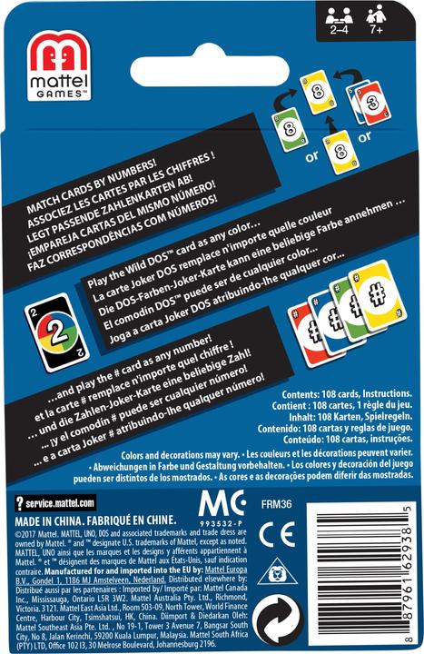 Actual product image Mattel Games UNO Dos (English, German, French, Italian)