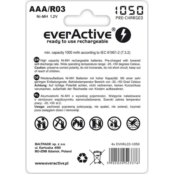 Label énergétique Everactive Série 1050 (4 pcs, AAA, 1050 mAh)