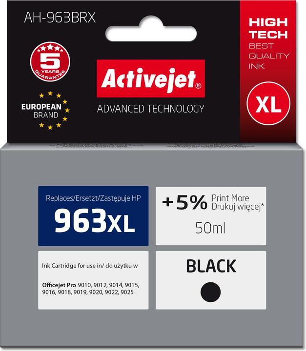 Produktbild Activejet AH-963BRX Tinte für HP Drucker Ersatztinte HP 963XL 3JA30AE Premium 2100 Seiten schwar (BK)