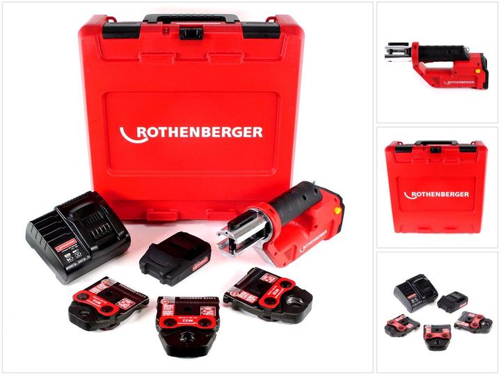Produktbild Rothenberger ROMAX Compact TT 18V Akku Pressmaschine + 1x Akku 2,0Ah + Ladegerät + Pressbackenset + (390 mm)