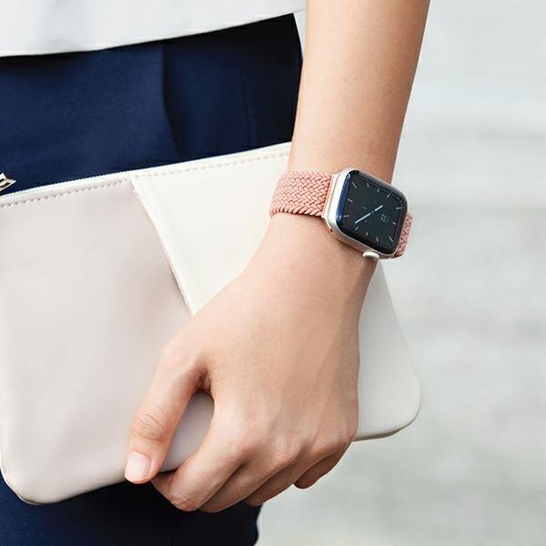 Image du produit Uniq Bracelet Aspen Tresse Apple Watch 40 38mm Rose Raisin (Haute qualité, tissu extensible en fils de polyester)