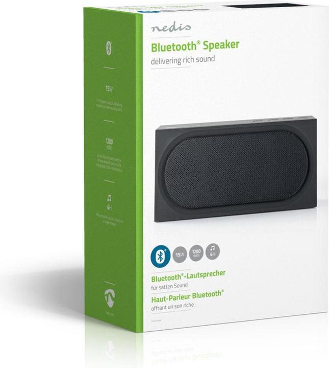 Actual product image Nedis SPBT-2001 Bluetooth Speaker - black (4 h, Battery operated)