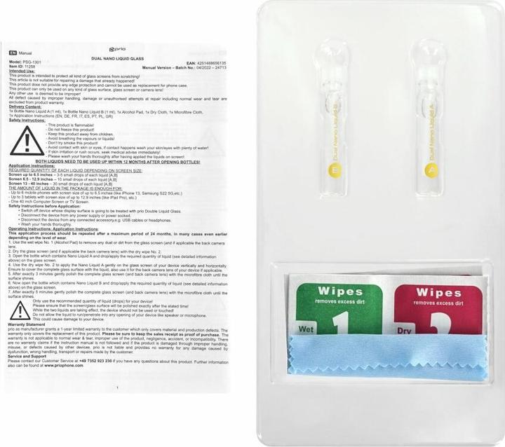 Image du produit prio Protection d'écran en verre liquide avec double nano-revêtement (2 pièce(s), Huawei P50, Motorola Moto G54, Xiaomi 13T, Sony Xperia 1 IV, OnePlus 12R)