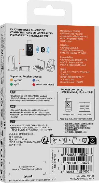 Image du produit Creative BT-W3X (Emetteur & Récepteur)