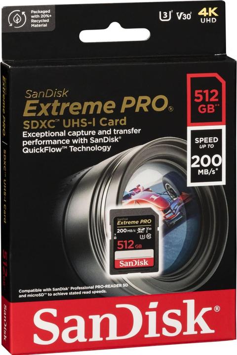 Produktbild SanDisk Extreme PRO UHS-I V30 (512 GB, SDXC, U3, UHS-I)