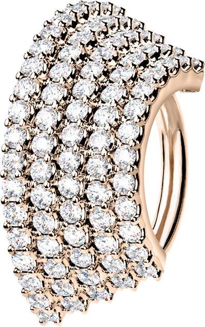 Produktbild Star Piercing Micro Piercing Ring rosegold Platte mit fünf Kristalllinien (Messing, Chirurgenstahl 316L)