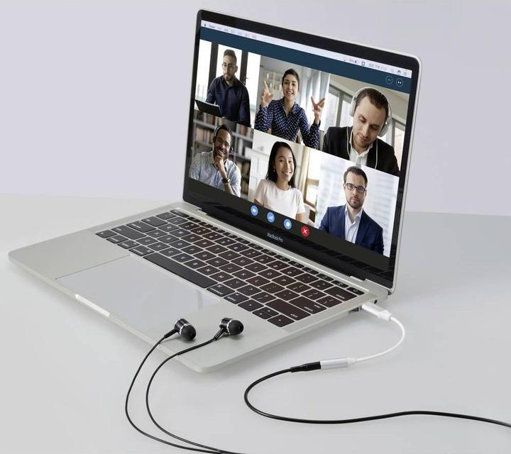 Image du produit Renkforce Câble de connexion USB-C®, audio (1x USB-C® - 1x audio, stéréo (3.5 mm) Clip (USB Type C, Chat audio, Jack 3.5mm)