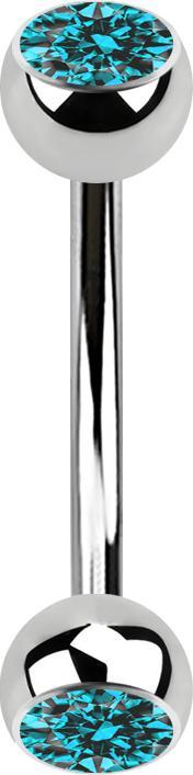Produktbild Star Piercing Banane silber mit zwei Kugeln Kristall aqua (ohne Messing, Chirurgenstahl 316L)