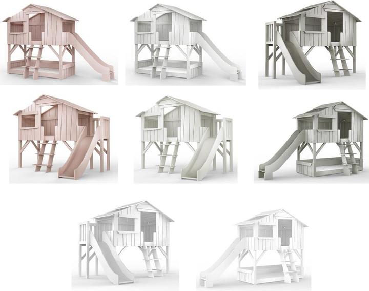 Image du produit Mathy by Bols Lit superposé cabane dans les arbres avec toboggan (90 x 190 cm)