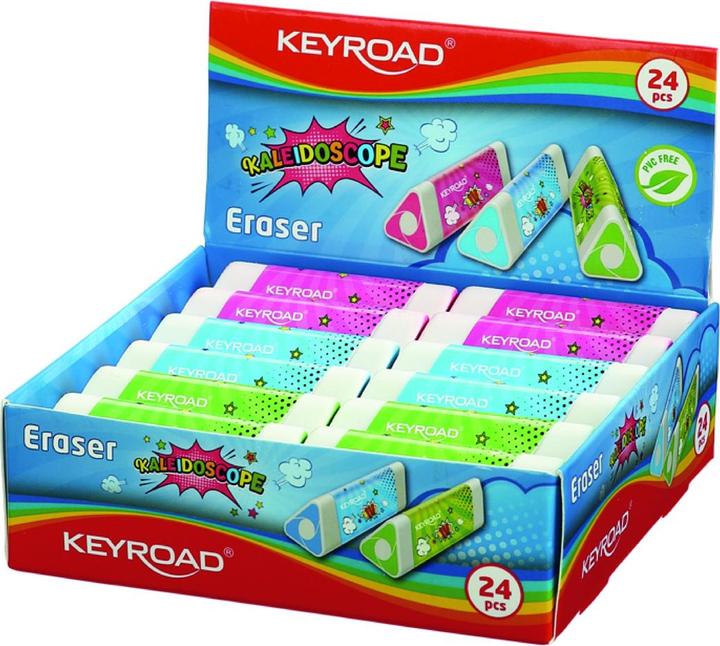 Actual product image Keyroad Kaleidoscope eraser, triangular, display, colour mixing