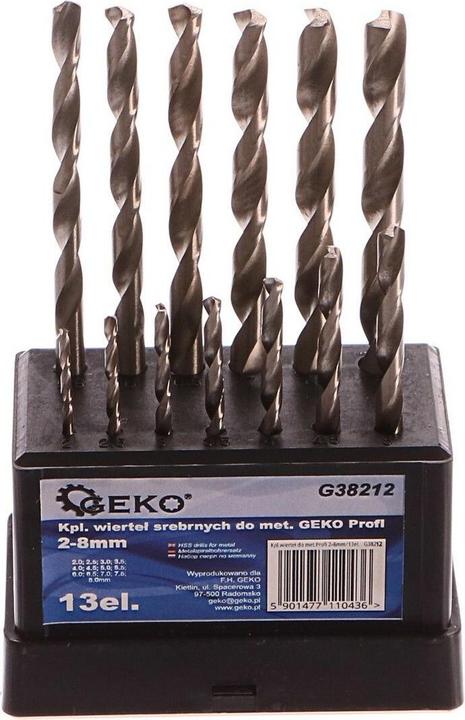 Produktbild GEKO Bohrer für Metall, Satz mit 13 Stück, 2-8 mm, HSS TiN (Ø2-8mm)