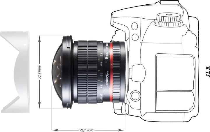 Actual product image Walimex pro 8mm f/3.5 II Fisheye, Canon EF-S (Canon EF-S, APS-C / DX)