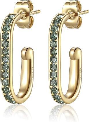 Sagapo S'Agapõ - Gold-plated oval earrings with green Vibes SVB23 crystals