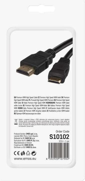 Productafbeelding Emos Hoge snelheid HDMI kabel 2.0 A plug - C plug 1,5m (1.50 m, HDMI)