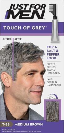 Just For Men Touch of Grey Medium Brown Hair Dye No Mix Comb-In Applicator for a Natural Salt & Pepper Look Ammon