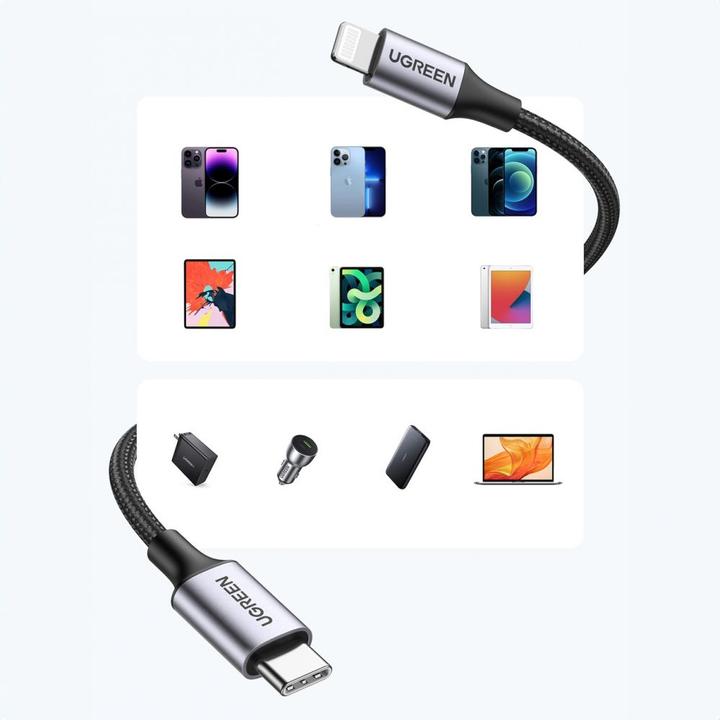 Image du produit Ugreen Câble Lightning vers USB-C 2.0 (1 m, USB 2.0)