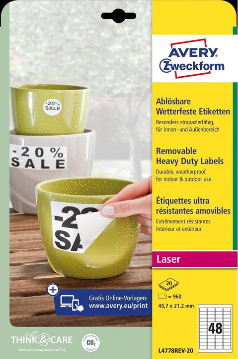 Actual product image Avery Wetterfeste, wiederablösbare Etiketten