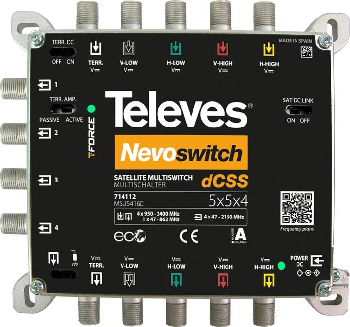 Immagine prodotto Televes Multiswitch 10,20cm (4") 2x16 NEVO-SCR dCSS kaska. MSU5416C (Multiinterruttori)