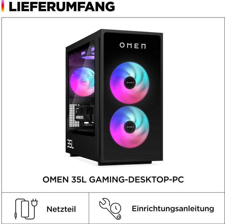 Produktbild HP OMEN GT16-0477ng 35L Gaming Desktop AMD Ryzen™ 7 8700F 64GB/2TB SSD RTX 4070 SUPER Windows 11 (AMD Ryzen 7 8700F, 65.54 GB, 2000 GB, GeForce RTX 4070 Super)