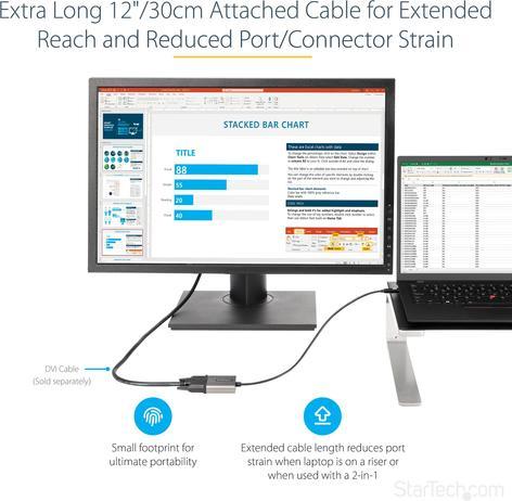 Actual product image StarTech USB-C to DVI Adapter - 0p - USB-C to DVI-D - USB-C Dongle - USB Type-C to DVI Monitor Adapter - (USB-C, 38 cm)