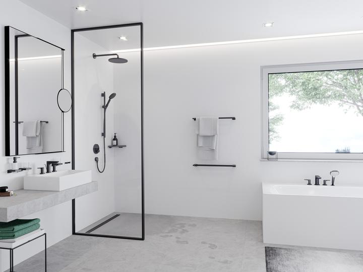 Actual product image hansgrohe AddStoris toothbrush tumbler, wall-mounted, matt black